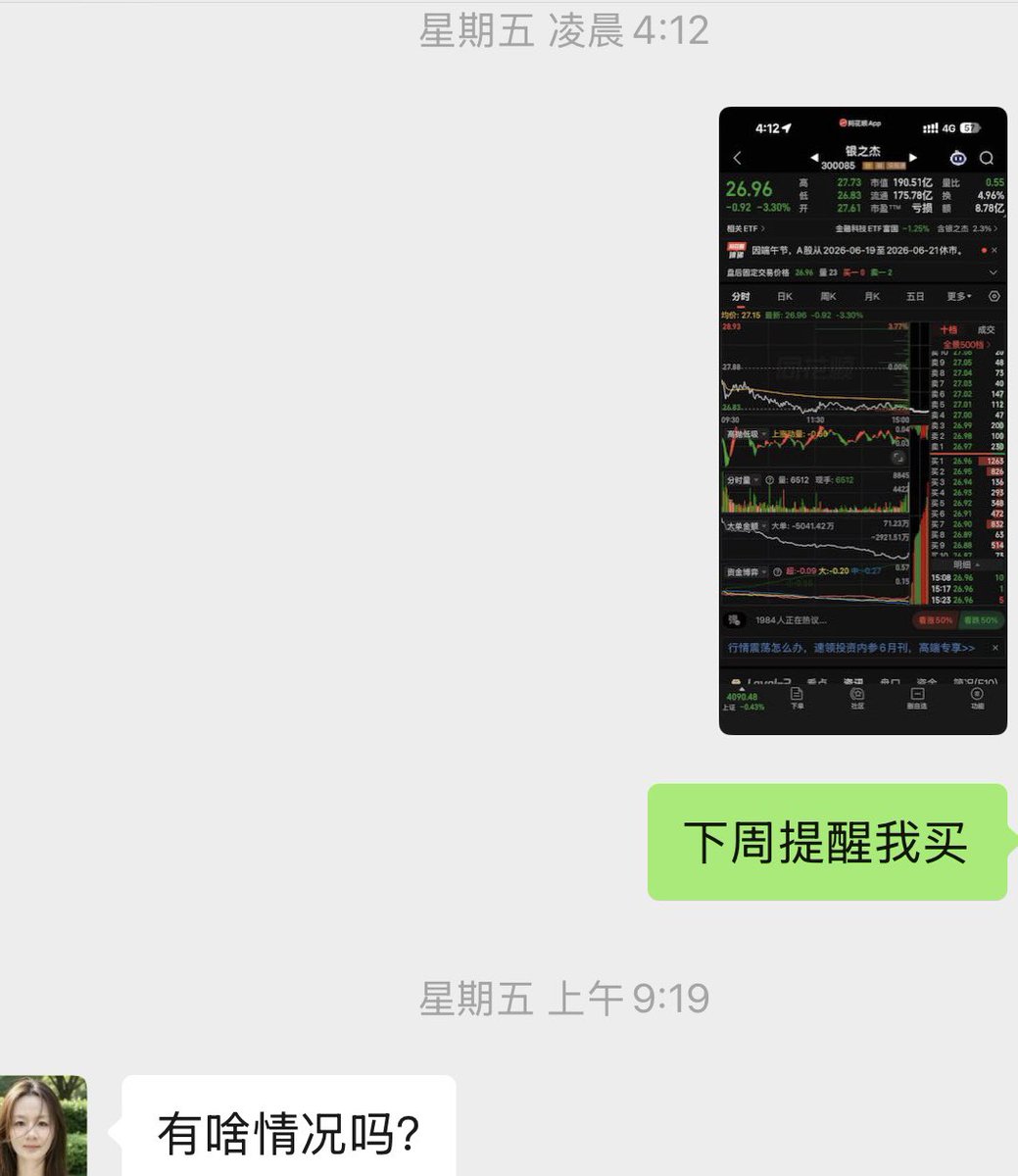 feicat0527's tweet photo. 机会都是留给未雨绸缪的人
300085，感觉这一周都是向上趋势📈
#银之杰 #涨停 #A股 https://t.co/i6sAMczG8E