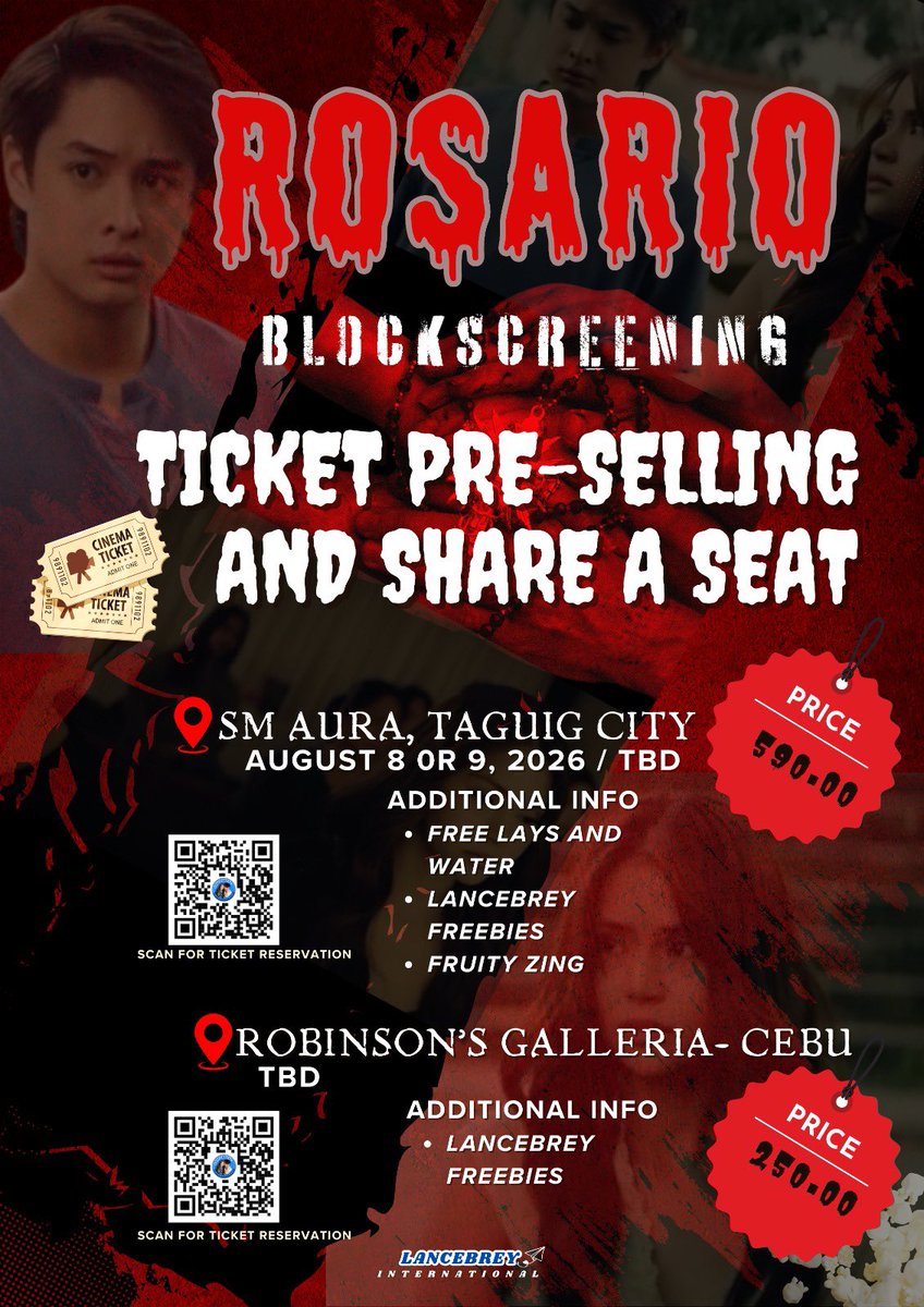 LanceBreyIntl's tweet photo. Reserve your seats early! 🎬🩸

Join us for the Rosario Block Screening and watch the film with the LanceBrey family. Limited slots only—scan the QR code and secure your seat now! 💙

#LanceBrey #Rosario https://t.co/n8mrZU9E6b