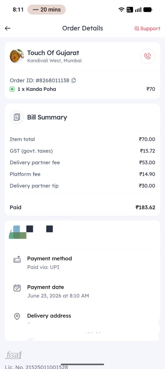 Asetrixz's tweet photo. @zomato @zomatocare 
Could you please clarify the GST rate being charged? My understanding is that food delivery apps attract 5% GST. If a higher rate has been applied, kindly explain the basis. Given the transaction volumes involved, transparency on this would be appreciated. https://t.co/dSrPiKNc2Q