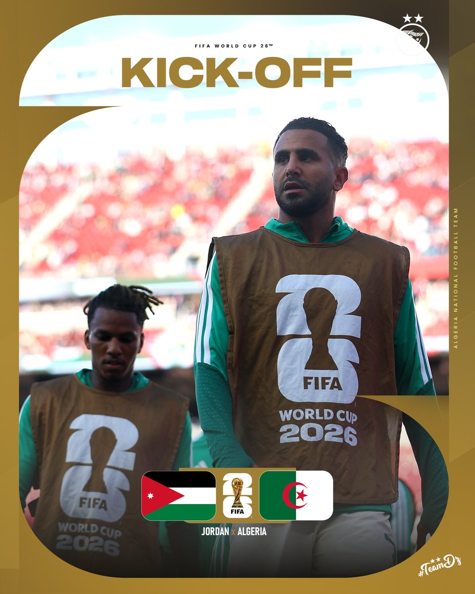 LesVerts's tweet photo. KICK OFF | بداية المباراة

#LesVerts ⭐️⭐️ | #123VivaLAlgérie 🇩🇿 | #WorldCup2026 | #FIFAWORLDCUP https://t.co/NrJh0IvM4T