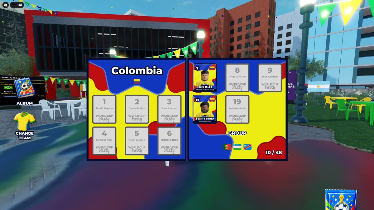 MasinhaLeague's tweet photo. Com ajuda de alguns amigos criei esse mapa no roblox onde você pode completar o album de figurinhas da copa versão roblox e acompanhar jogos da copa em tempo real
@GlibDuke @EnderWinn_ 
Link nos comentarios https://t.co/FFoJWX8szX