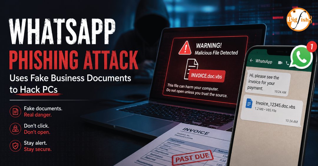 bigfishtec's tweet photo. 📷WhatsApp Phishing Attack Uses Fake Business Documents to Compromise PCs: What Organizations Need to Know
Read more📷
https://t.co/YDzMxAxxDP
#WhatsAppPhishing #CyberSecurity #PhishingAttack #Malware #EDR #ZeroTrust #SOC #InfoSec #ThreatDetection #BigFishCybersecurity https://t.co/1EstnZHTG5