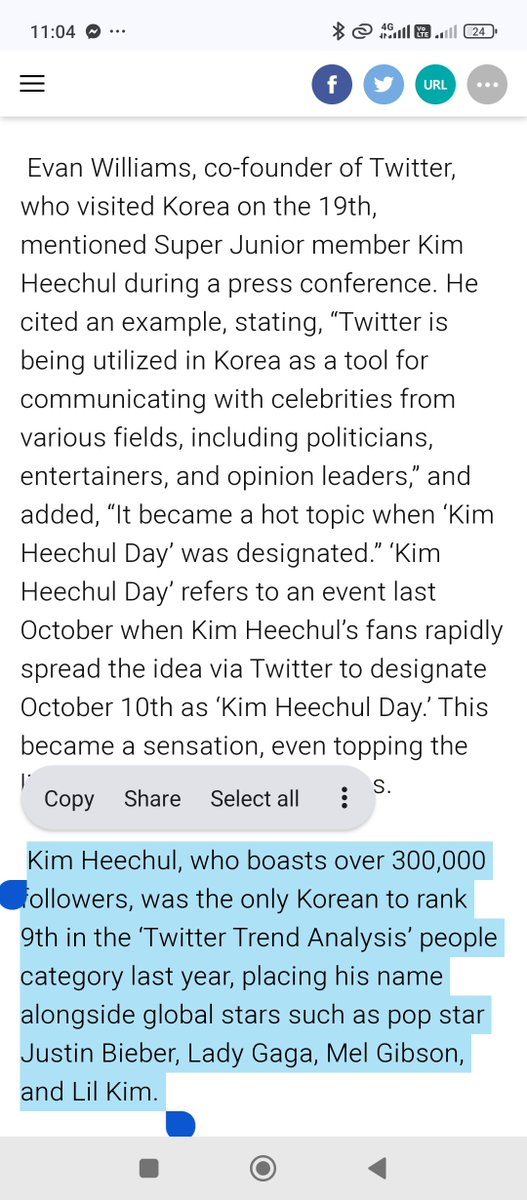 arcgie's tweet photo. "Even Twitter co-founder Evan Williams remembers Kim Heechul."

Flashback to 2011, during Twitter Korea's launch. Heechul was mentioned as the platform's most prominent high-profile user in 🇰🇷.

That's how influential Heechul was during the early Hallyu era.

Legend. https://t.co/gnpWrOzSmV