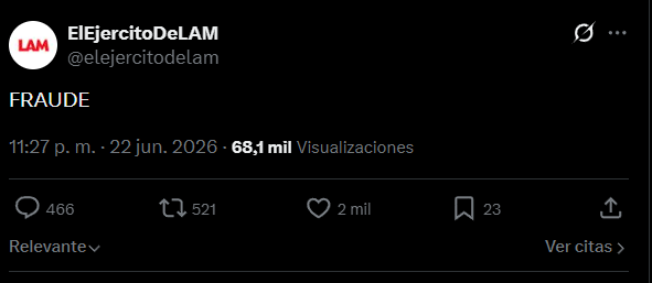 visionoficialar's tweet photo. La cuenta de Lam llama fraude a GH #granhermano https://t.co/ehOi5mMS0T