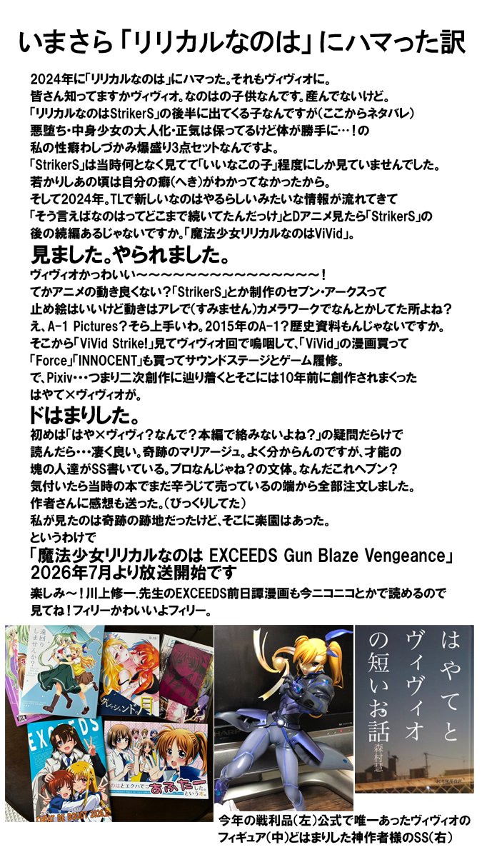 nikuou_dq10's tweet photo. この令和に「リリカルなのは」のヴィヴィオにハマった人の話 https://t.co/y2q8TcwZvy