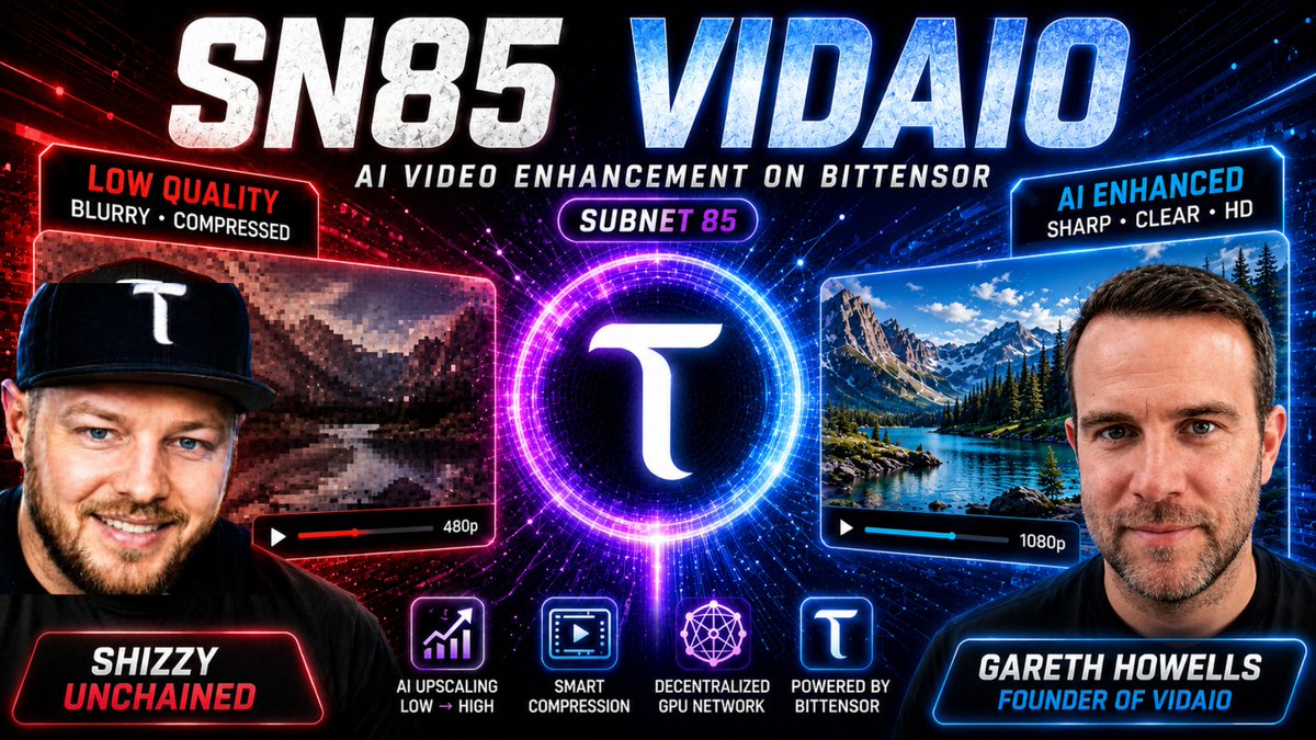 ShizzyUnchained's tweet photo. Tomorrow at 11 AM ET I’m sitting down with Gareth Howells from $VIDAIO, Bittensor Subnet 85.

This one is big.

AI video enhancement, compression, upscaling, real world use cases, and why decentralized video infrastructure might be one of the most slept on lanes in Bittensor.

Most people are still trying to figure out what subnets even do.

@vidaio_ is trying to show you what they can become.

Subnet Summer don't wait for nobody.

Live tomorrow. 11 AM ET.
Shizzy Unchained.
#Bittensor bittensor:native