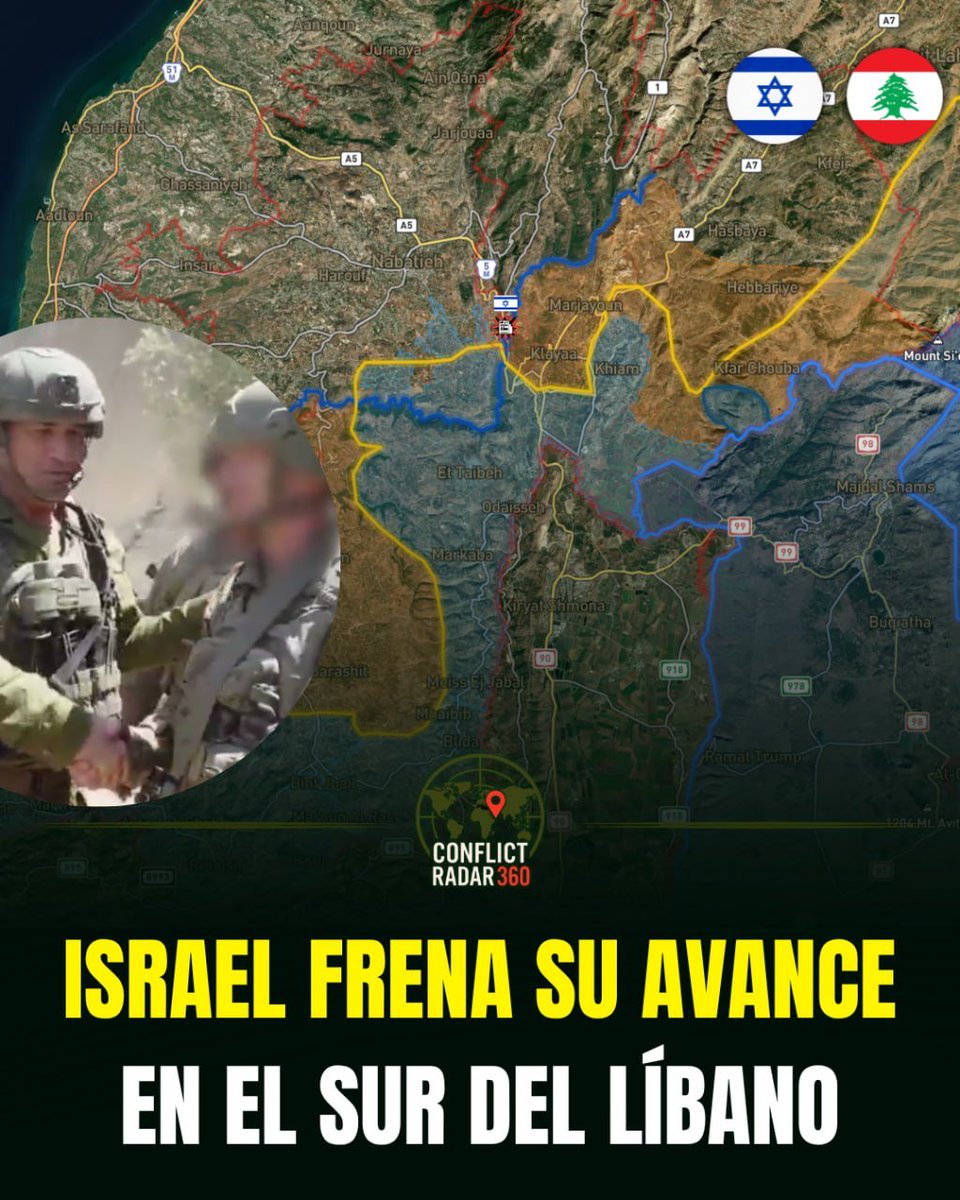 ConfRadar360's tweet photo. 🇮🇱🇱🇧🔴Desde la entrada en vigor del alto al fuego, el ejército israelí dejó de ejecutar ataques ofensivos en el sur del Líbano y consolida las posiciones ya tomadas, con una penetración máxima de alrededor de 10 kilómetros dentro del territorio libanés. https://t.co/3t6FjY7i3T
