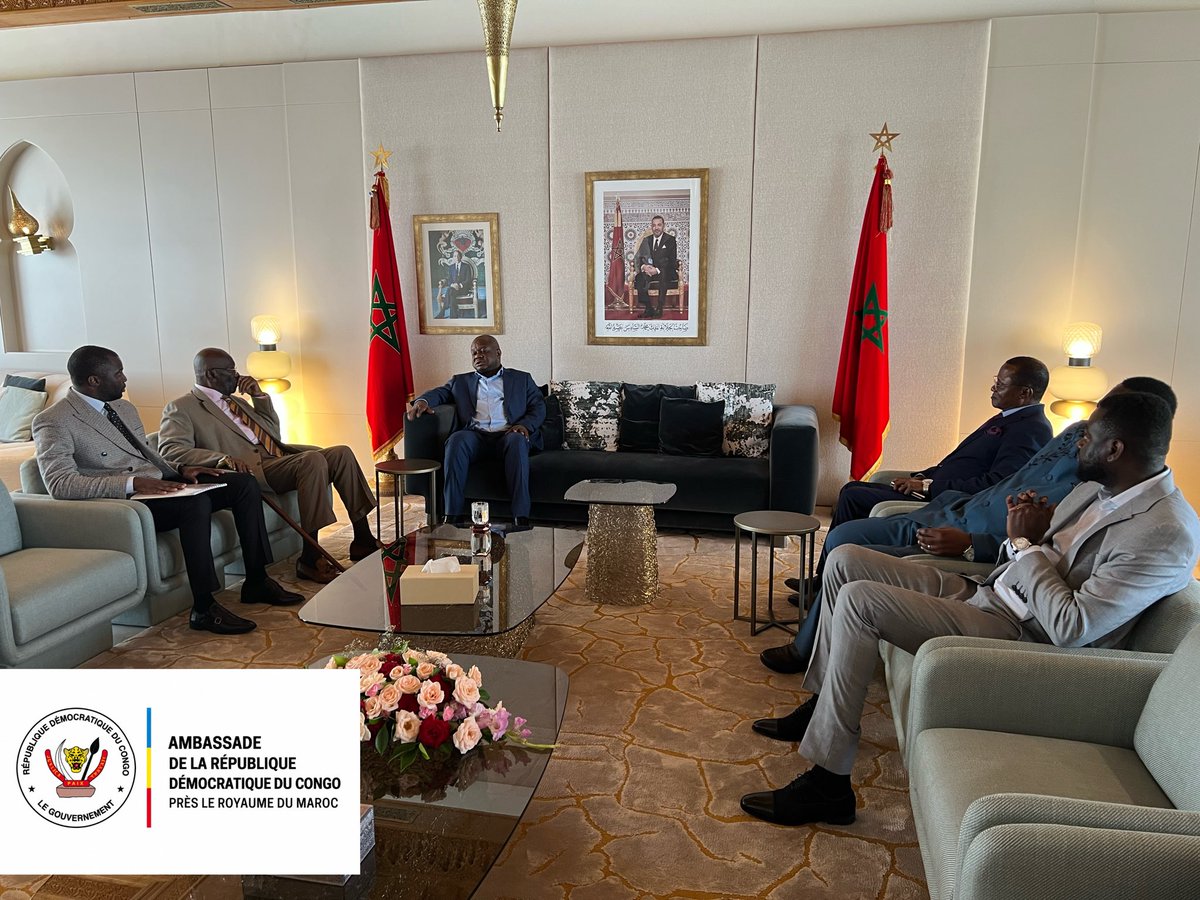 AmbHenriMangaya's tweet photo. 🇨🇩 Mobilisation à Rabat pour soutenir la candidature de Mme Juliana Lumumba au poste de Secrétaire générale de l’OIF. Accueil de S.E. M. Mbadu Phanzu Crispin par l’Ambassade de la RDC et la communauté congolaise au Maroc.
#RDC #OIF https://t.co/e464BJjDgH
