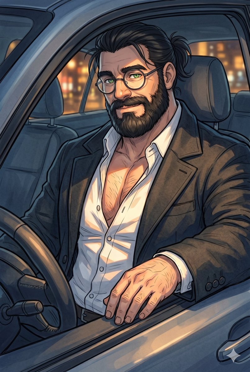 BakaAda98's tweet photo. Get in, we're going for a drive. 🌙🚙✨

#AIart #BearArt #Bara https://t.co/aMXKkpoieN