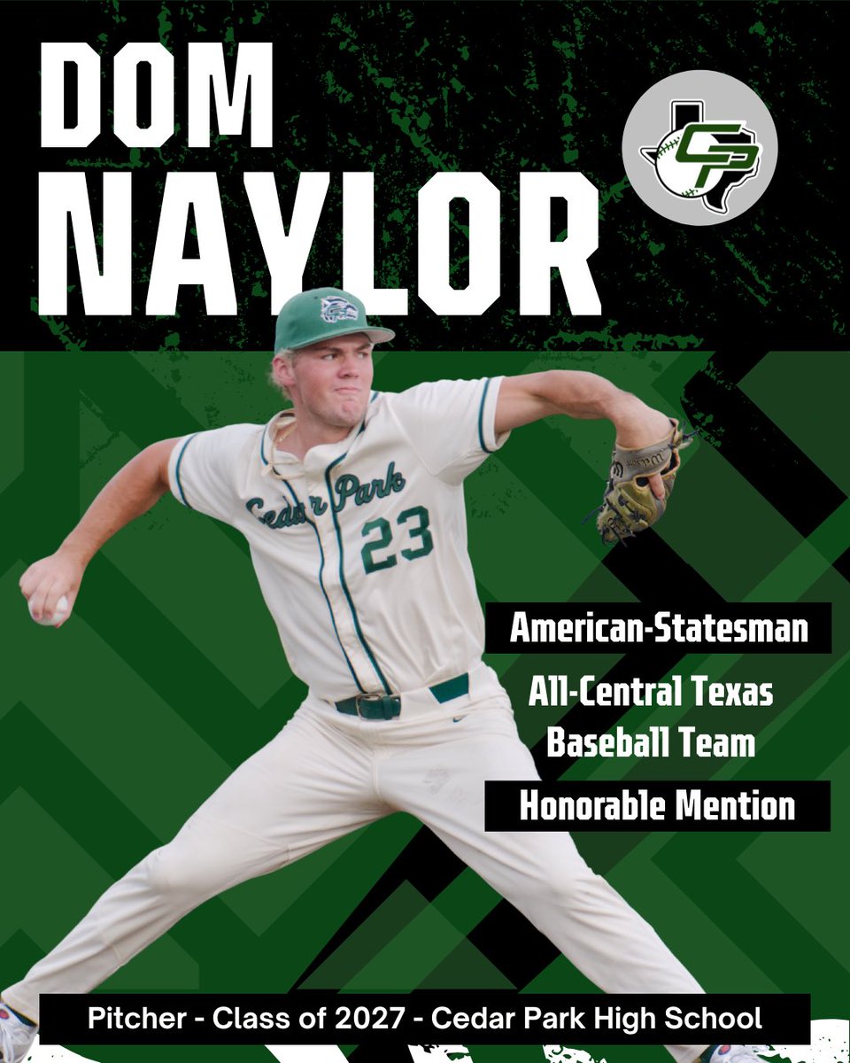 CedarParkBSBL's tweet photo. Let give a loud round of applause to pull guys that earned All-Centex Baseball Honors!! @HudsonCuevas24 @OwenMansfield26 @DomNaylor17 @bwash07 #WTD #MUDITA https://t.co/sYzCiH0Dwt