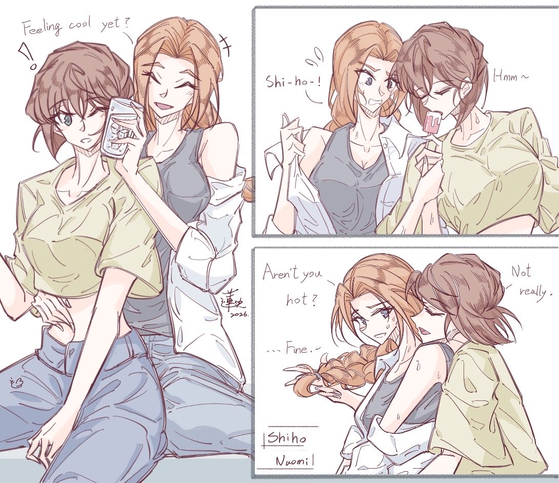 renyang_illust's tweet photo. ☀️ Ways to cool off. 
#灰原哀 #百合 https://t.co/p2Q7CbhYtC