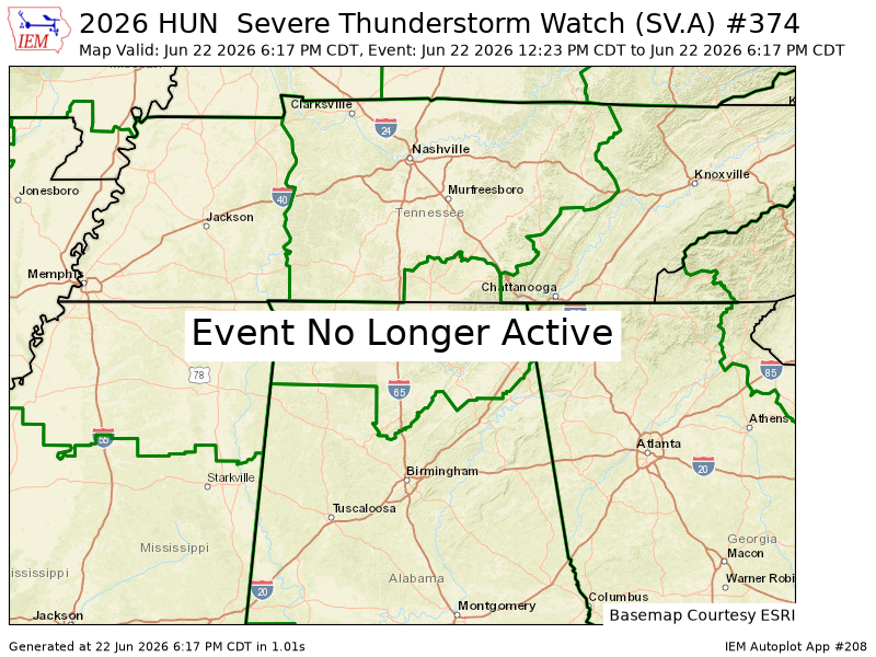 CamutoWHNT's tweet photo. HUN cancels Severe Thunderstorm Watch for Colbert, Cullman, DeKalb, Franklin, Jackson, Lauderdale, Lawrence, Limestone, Madison, Marshall, Morgan [AL] and Franklin, Lincoln, Moore [TN] https://t.co/VwQ8az831m https://t.co/oeSRlmIO1E