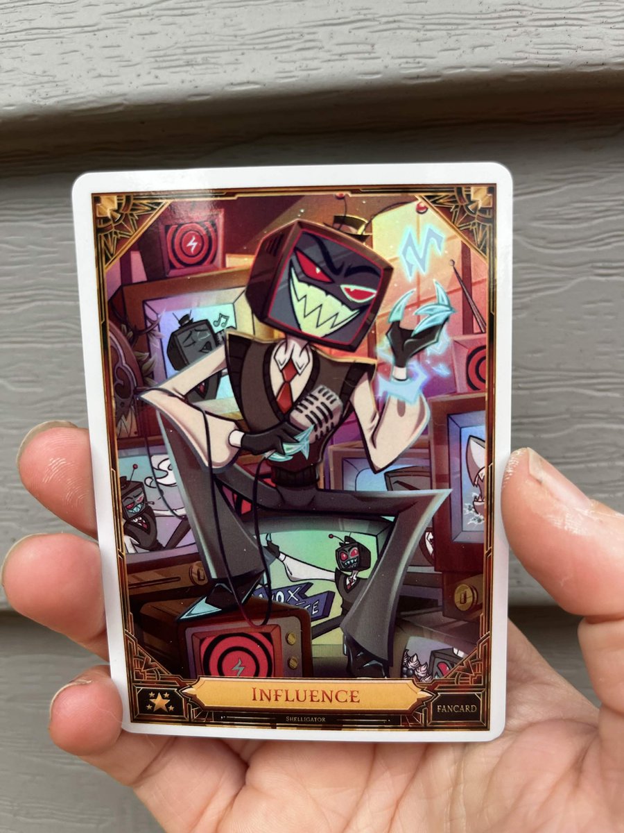 ShelliBelli11's tweet photo. New white border and glitter versions of my Influence CRT Vox card up on Mercari! Soon to be up on Etsy with the pink Holo 🥳📺❤️ I really like how the glitter turned out! Links in comments #hazbinhotel #hazbinhotelvox https://t.co/zLc4O1yuE7