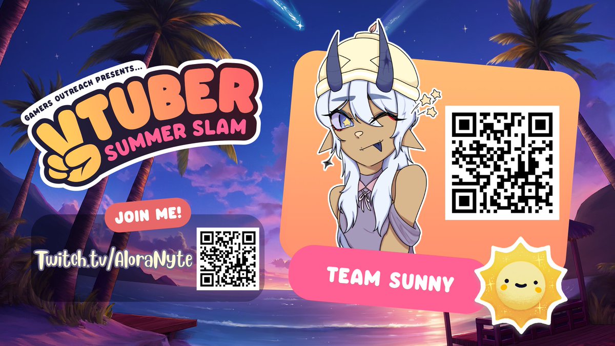 AloraNyte's tweet photo. I’m proud to announce I’m participating in @gamersoutreach Vtuber Summer Slam 2026 starting from June 23-28!

We’re raising money to allow children in hospitals to play games!

Come join me and the rest of team Wild Katz on this lovely journey! Hope you see you there! https://t.co/2vzftvpYfK