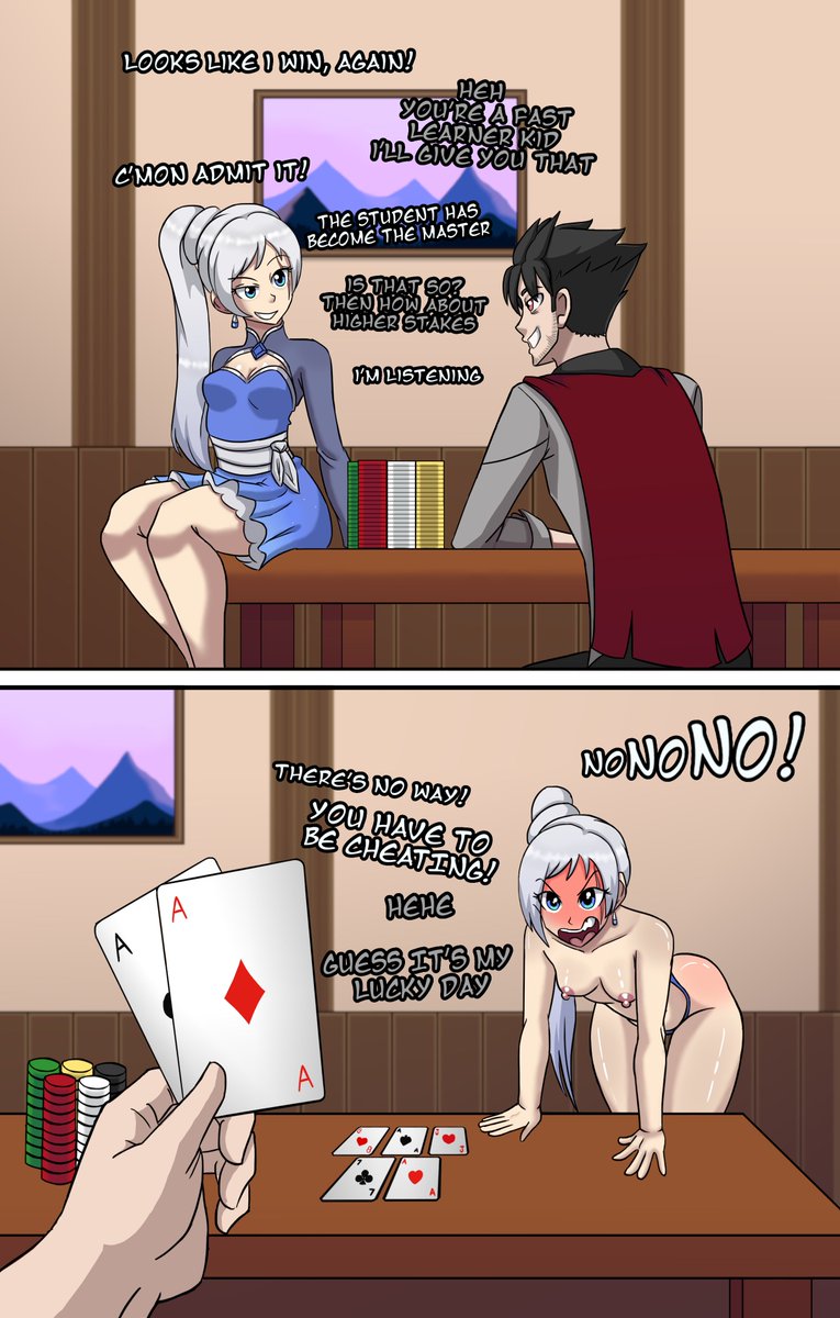 GoneAwful's tweet photo. Strip Poker Night commissioned by Burn ❄️🐦‍⬛

#NSFW #RWBY #WeissSchnee #QrowBranwen https://t.co/1SYDmD5fkA