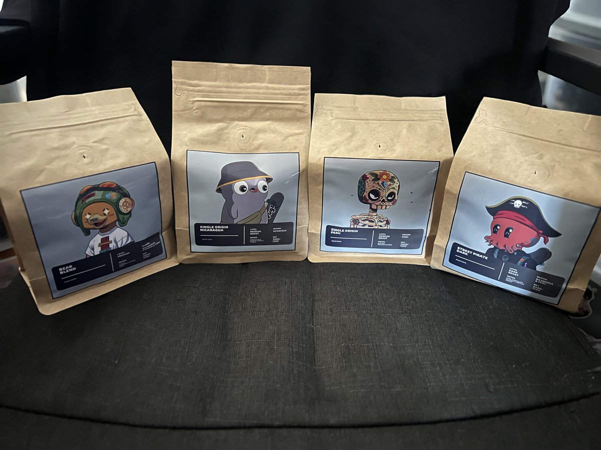 CEELOSFIGG's tweet photo. I’ve been Roasting since ‘03 / been putting NFTs on my labels since ‘22  😇☕️ https://t.co/TzNFIWVUeW