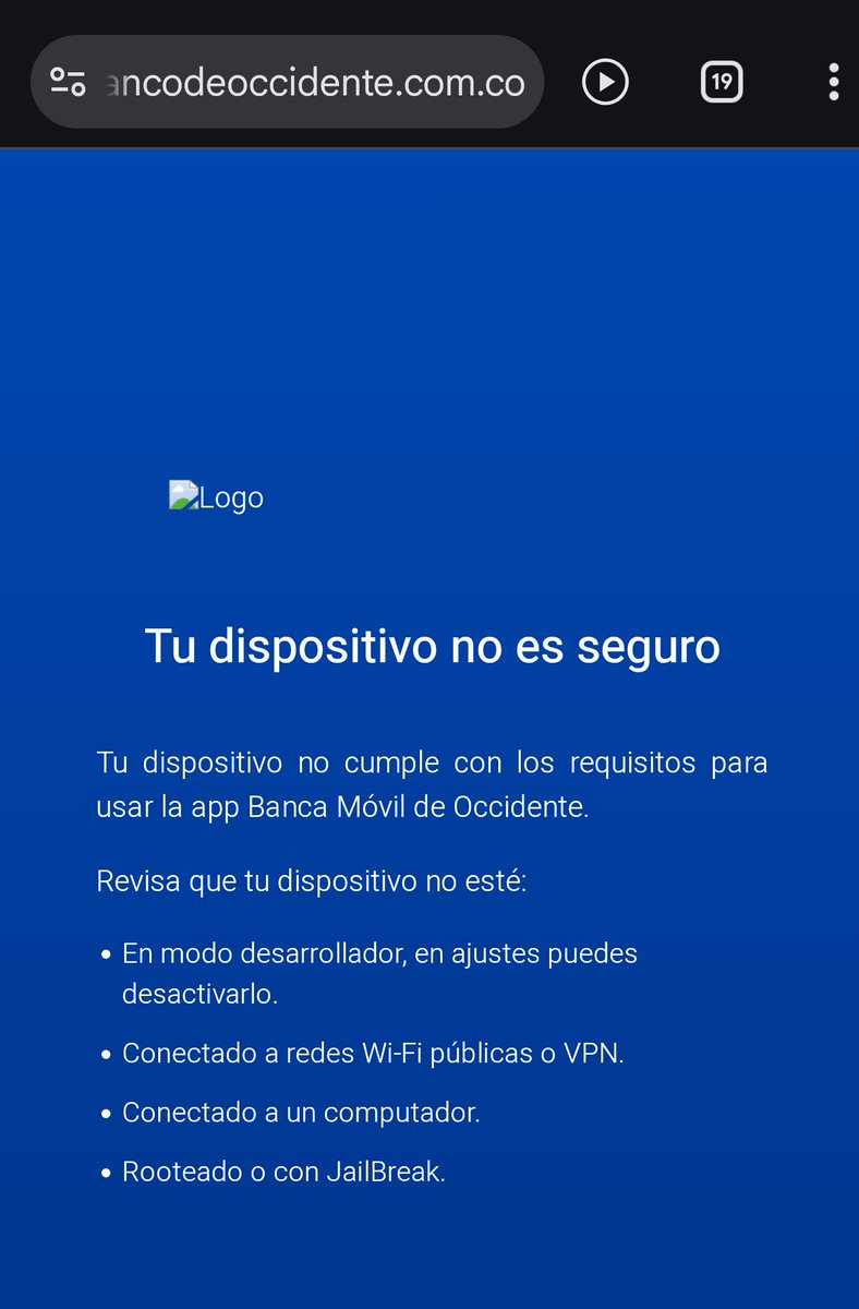 AguilarDurango's tweet photo. @Bco_Occidente No es posible que, en una época de tantos avances tecnológicos, los usuarios tengamos que enfrentarnos a este tipo de problemas. Desde la última actualización, la aplicación no me permite ingresar y constantemente muestra este mensaje de error. https://t.co/6ldYTPM6a0