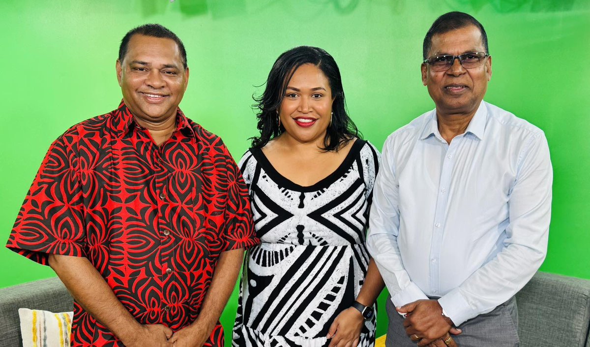 maitvfiji's tweet photo. Tuesday on The Brunch! 

National Federation Party Leader, Professor Biman Prasad, joined Stanley Simpson and Jacquee Speight for a candid, hard-hitting conversation on the issues shaping Fiji's future.

From governance and leadership to the realities of the Fijian economy, no topic was off the table in this thought-provoking discussion.

Missed it? Catch the replay tonight at 9:00pm, only on MaiTV.

#TheBrunch #MaiTV #TeamFiji #FijianEconomy #RoadtoElections 

Sponsored by FMFEV
Wardrobe: Pacific Islands Art PIA