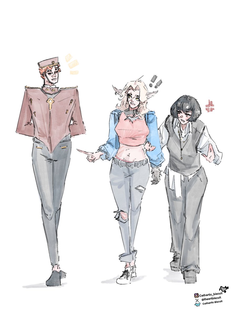 theartbiscuit's tweet photo. More deadlock characters in casual attire. Doorman is third wheeling Mina and Silver… had to sneak in a Bloodmoon art today too. #deadlock https://t.co/cWzuokgKG7