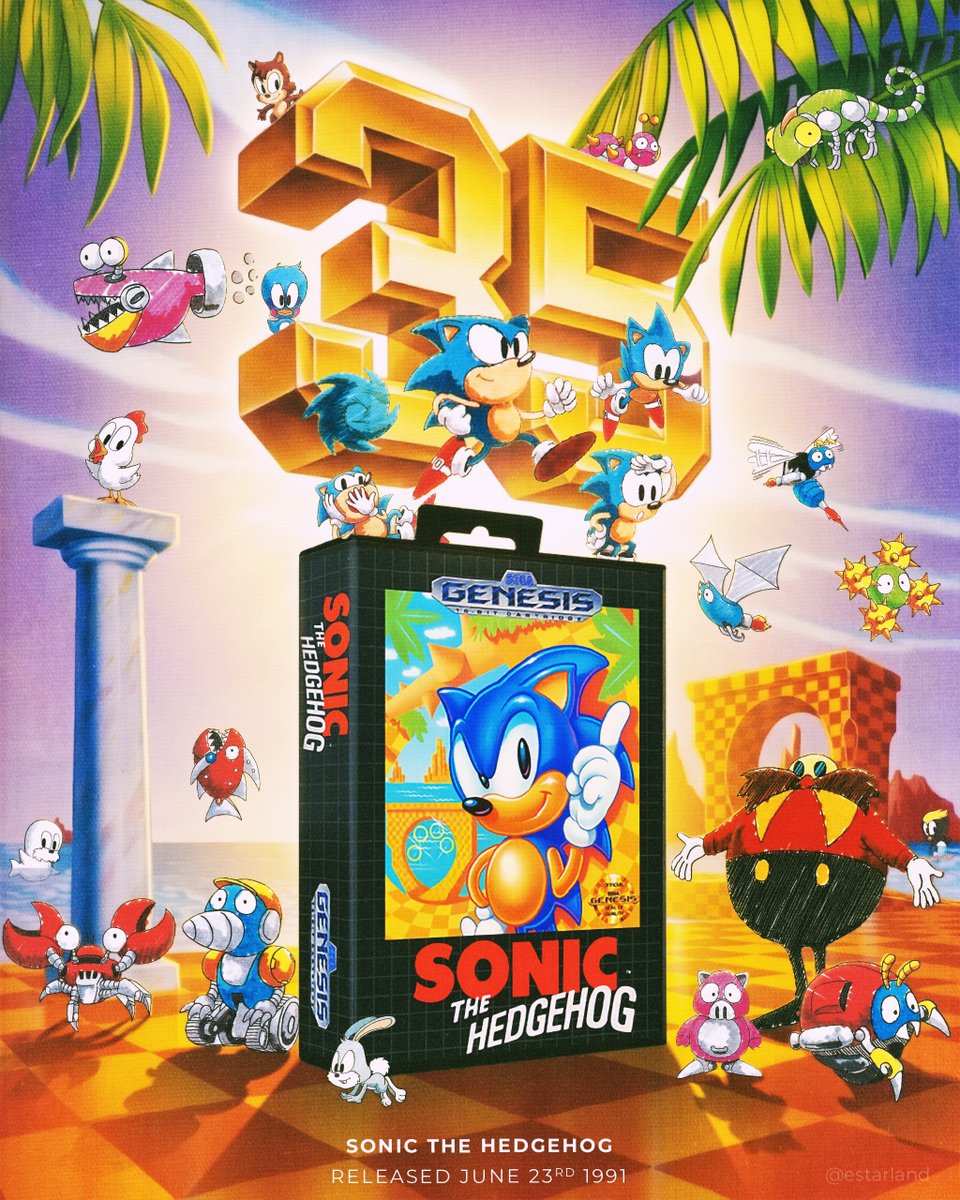 eStarland's tweet photo. Today is the 35th Anniversary of Sonic the Hedgehog! 💙 https://t.co/UZGTVB36JI