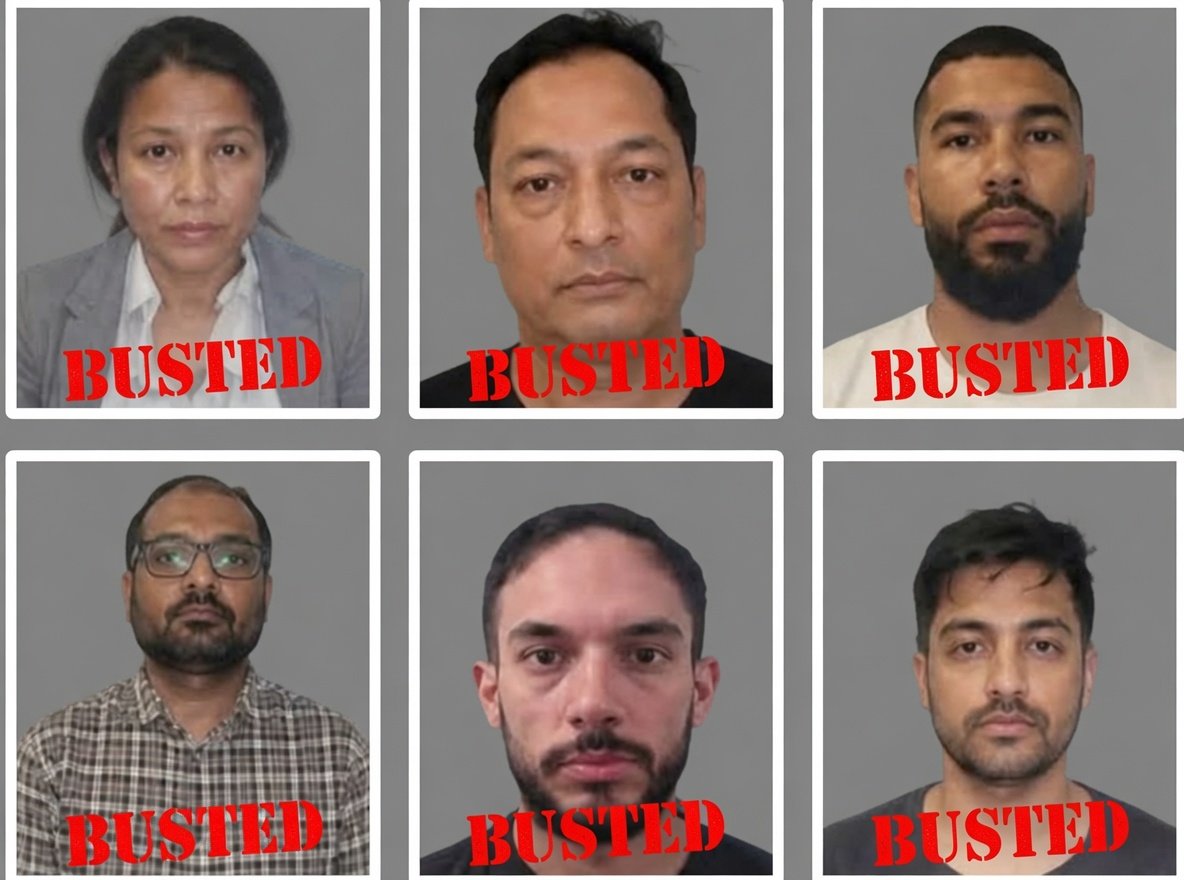 SaltyGoat17's tweet photo. These six scumbags were arrested in a $2.8 million gold scam targeting Texas seniors citizens...

What do yo notice about them? https://t.co/Tuz2C33ZoW