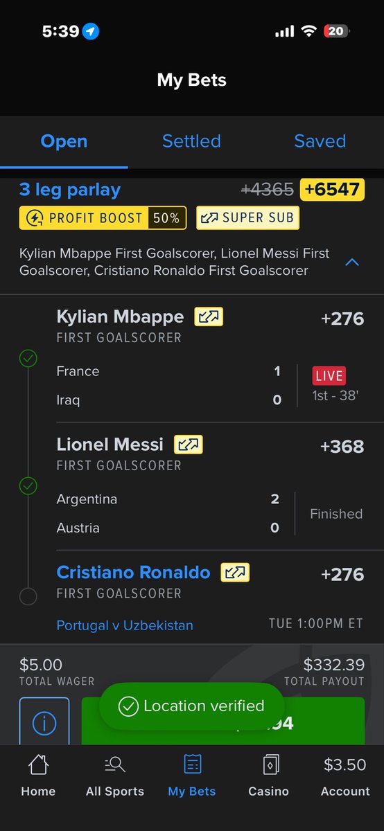 AIPMoneyLines's tweet photo. @FDSportsbook @heykayadams Went 3 headed goats on them hopefully ronaldo can bring it home🚀🙏🏾 https://t.co/aJVQh3Jru9