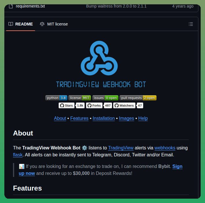 tom_doerr's tweet photo. Sends TradingView alerts to Telegram, Discord, Slack, Twitter and Email via webhooks

https://t.co/I6piF4YDYO https://t.co/EWEwwLzGCY
