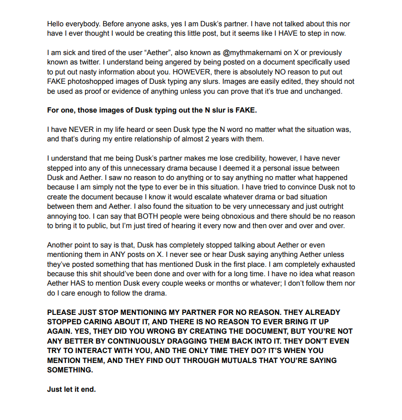 maiipaii's tweet photo. I can't believe I actually have to type something like this out for once, but please just let this shit go. There's no reason for this to keep being escalated and being brought up for no reason. I'm tired of both sides, not just you. 

@mythmakernami https://t.co/9xYZsvrhXS