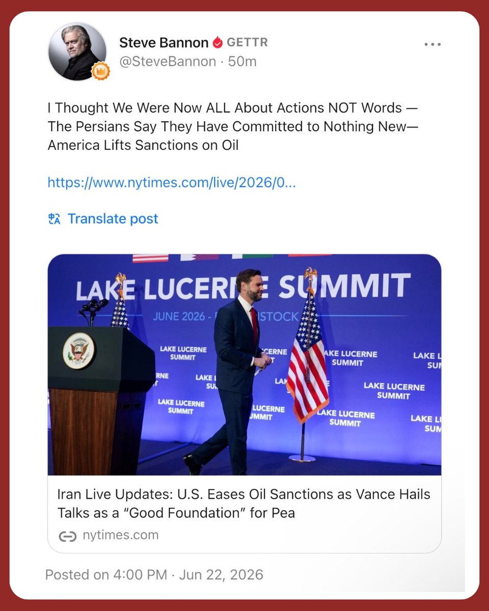 Bannons_WarRoom's tweet photo. I Thought We Were Now ALL About Actions NOT Words —
The Persians Say They Have Committed to Nothing New—
America Lifts Sanctions on Oil 

https://t.co/jvkPdoJ0nE https://t.co/6hYmtHzIX8