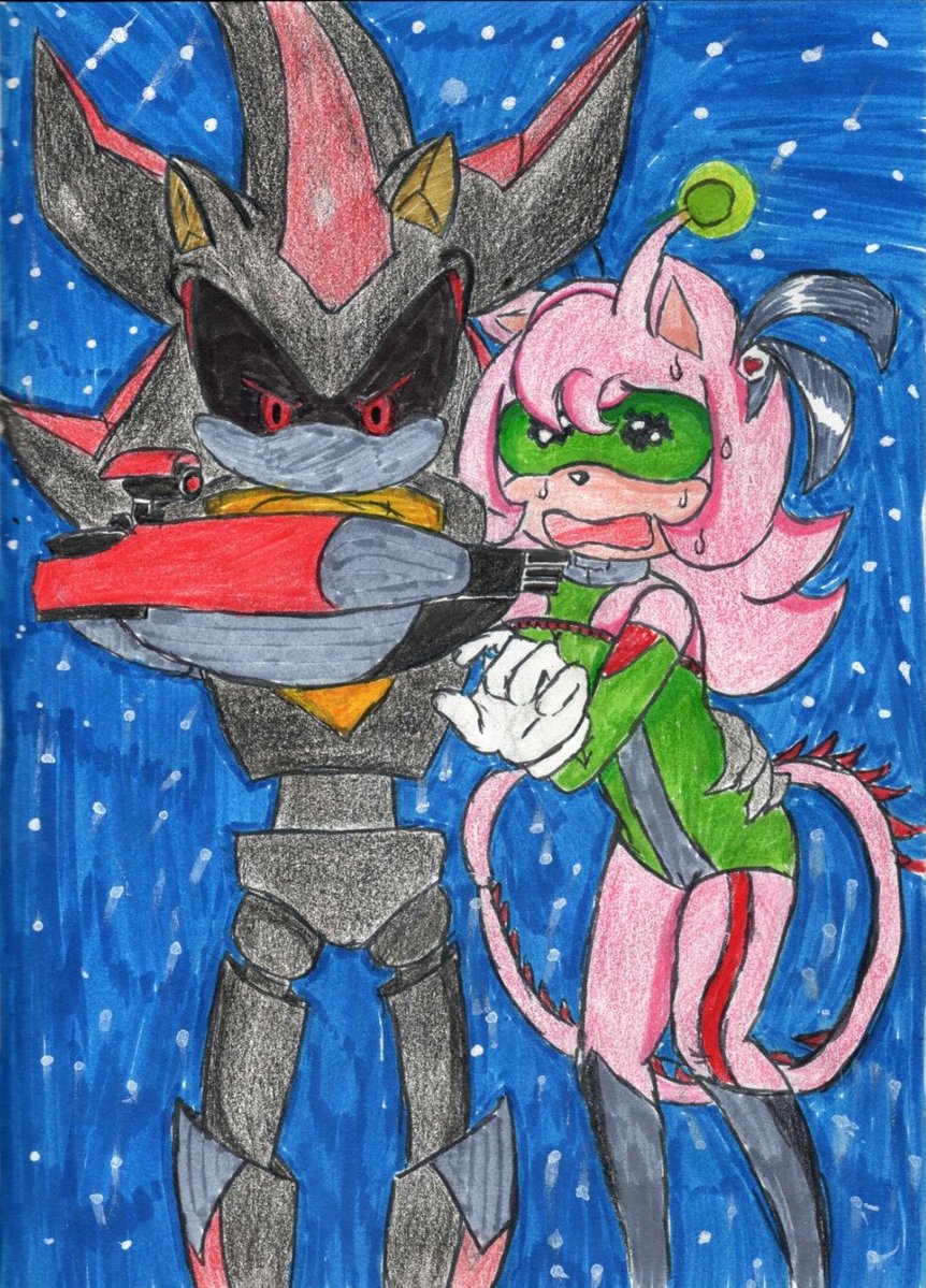 v55662's tweet photo. Dia 2 con @ShadowEmiko - aliens y robots 
#shadamy #shadamyweek #shadamyweek2026 #shadowthehedhegod #amyrose https://t.co/nX5MH9L1Sq