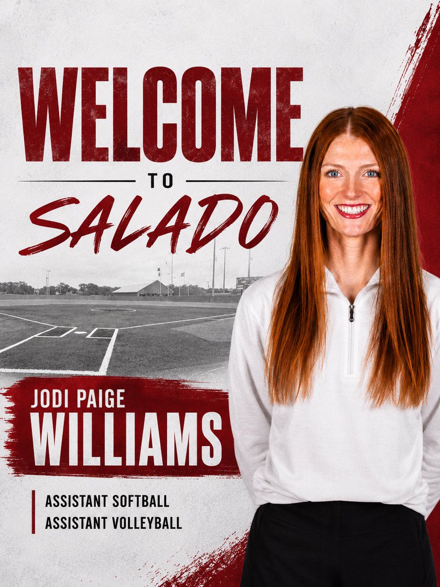 SaladoSoftball's tweet photo. 🚨 BIG TIME HIRE 🚨
Join us in welcoming Coach Jodi Paige Williams to Salado!! As a former Division I softball player with a wealth of coaching experience, she is sure to make an immediate impact on our student athletes! https://t.co/ZrAj4UfEUx