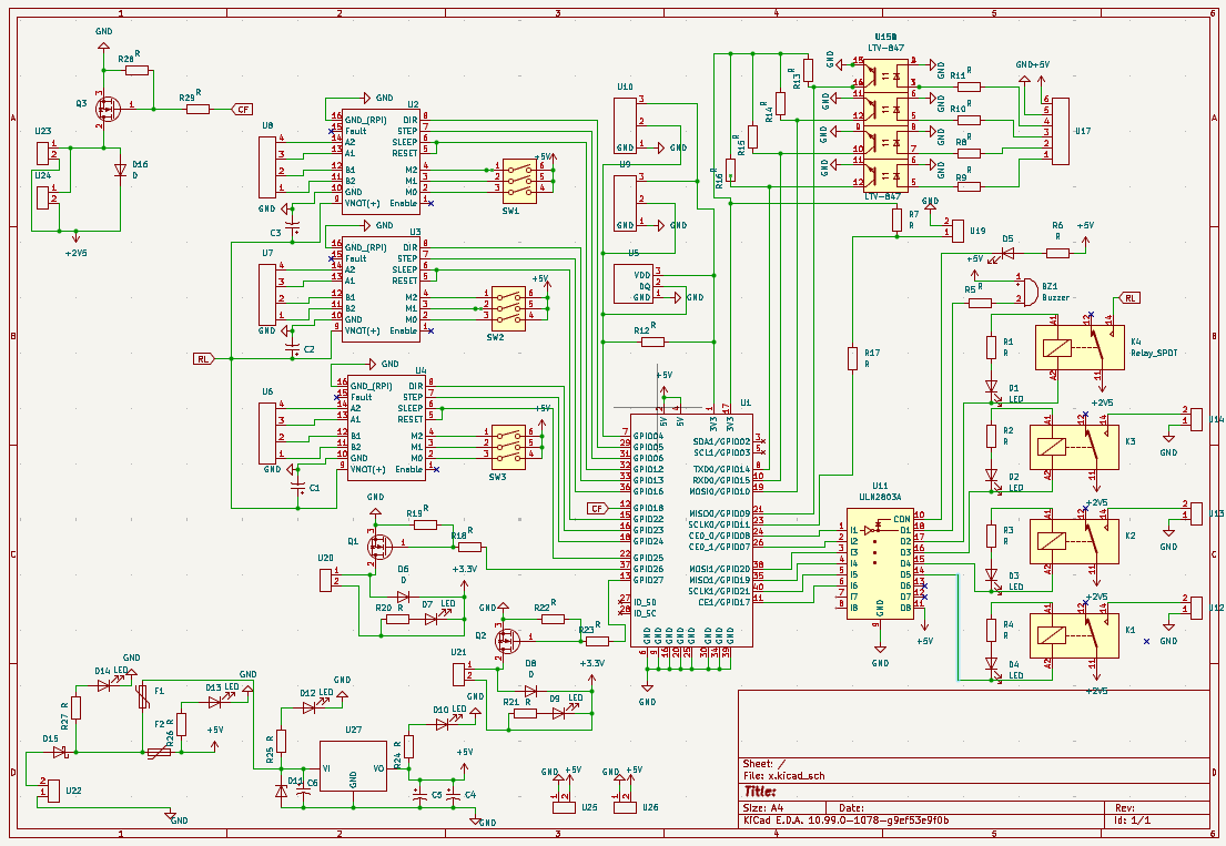 BrahimDev_3d's tweet photo. Custom PCB I designed in KiCad — 3 stepper drivers, 4 relays, optocouplers &amp; dual power rails, all controlled via Raspberry Pi.

Schematic → layout → 3D render. One week.

#PCBDesign #KiCad #EmbeddedSystems https://t.co/Hd8ZxZg92P