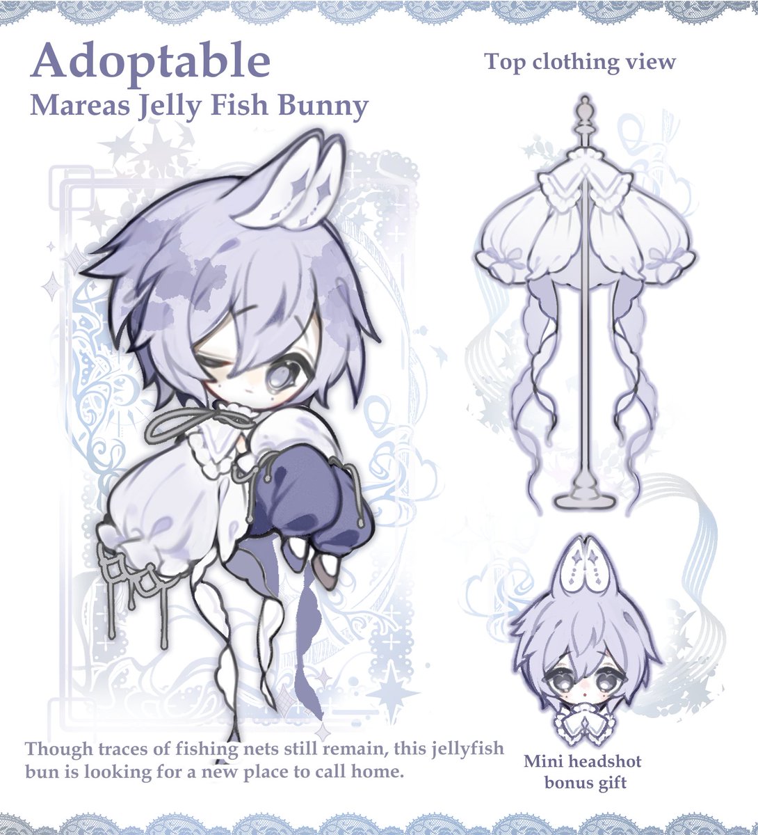 ReonGalletita's tweet photo. [Claimed]
˚₊‧꒰ ‧₊˚ Mareas BunBun Jellyfish ˚˖𓍢ִ໋ Adopt
I honestly love the top clothing view ; ; 
Tysm 🤍

#Adoptable #OC #Chibi https://t.co/et1c4hzrLg