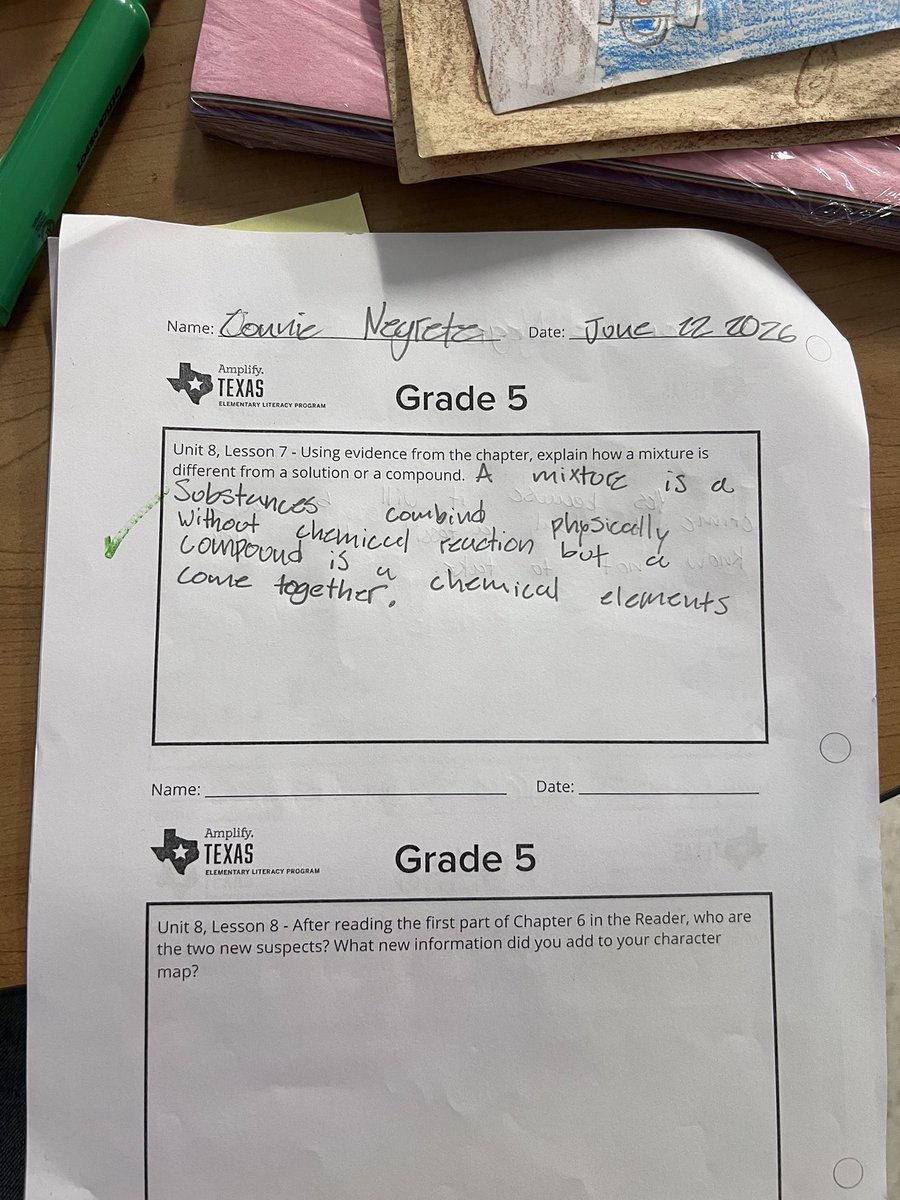 MrsAWilliams4's tweet photo. Day 12! I love group projects and taking activity pages to the next level! Students worked together, showed their creativity, answered their questions, then backed it up with text evidence! #UnitedThroughLearning #AldineUnited https://t.co/T2ImbuMtcw