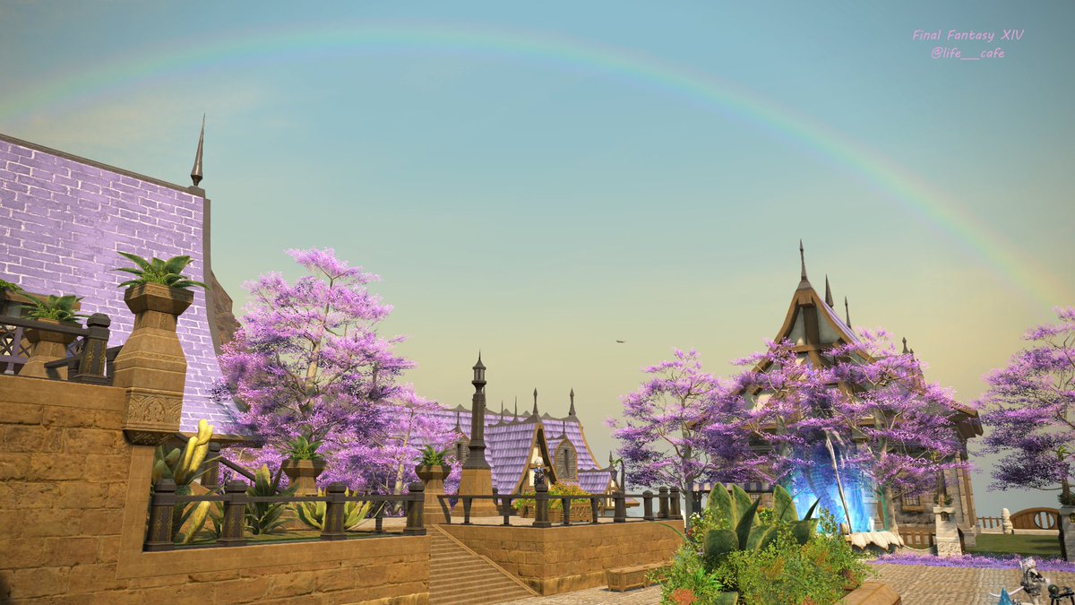 life___cafe's tweet photo. #FFXIV #FF14SS #FF14風景

紫色の街並みに、
虹がそっと微笑む。 🌸🌈

今日もエオルゼアで、
心は少し軽くなる。

(੭ˊᵕˋ)੭♡ ✨💜

In the purple street scene,
Rainbow smiled quietly. 🌸🌈

Today in Eorzea,
My mood also became a little lighter.
(੭ˊᵕˋ)੭♡ ✨💜 https://t.co/cSz4OjGzwd