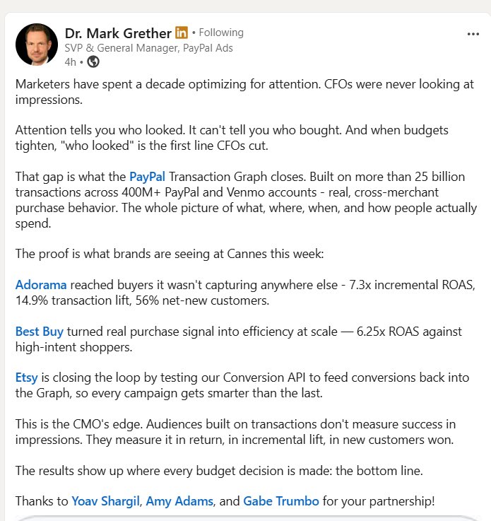 PrintingTendies's tweet photo. Update from Dr. Mark Grether regarding PayPal Ads $PYPL

$SPX $SPY $QQQ $NQ $SPX https://t.co/o32s6w8OMU