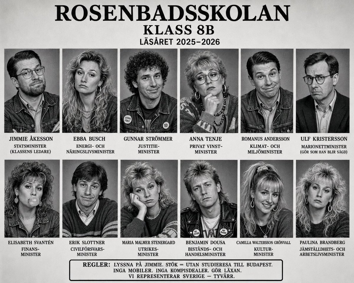 legionmint's tweet photo. Den högerpopulistiska Tidöregeringen framstår verkligen som klass 8 B. 
De kastar skit omkring sig, ljuger och skyller på andra. Tonåriga hycklare helt utan självdistans som alla vuxna människor himlar med ögonen åt - eftersom de är så makalöst omogna, men de fattar det inte. https://t.co/u360w0nUb7