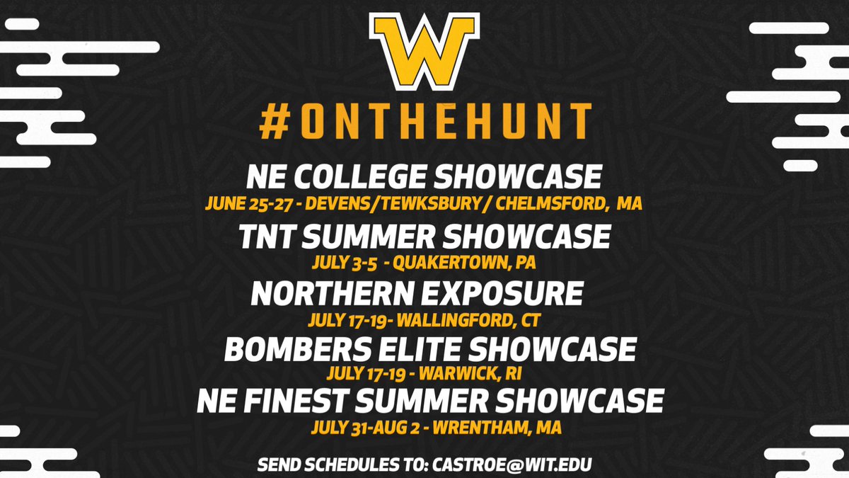 witsoftball's tweet photo. ‼️🗣️PSA’s: Here’s where we’ll be #OntheHunt for future Leopards this summer! Attending these showcases? Send us those schedules 📧

Stay tuned for any camps &amp; clinics we’ll be attending and/or hosting! 

On Deck: NE College Showcase 🥎 https://t.co/tjfJchkdiM