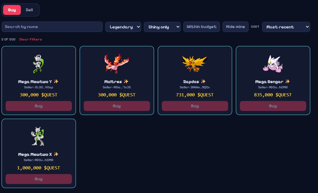 PokeQuestSOL's tweet photo. Marketplace filters ✅ https://t.co/1NZEL9qvvd