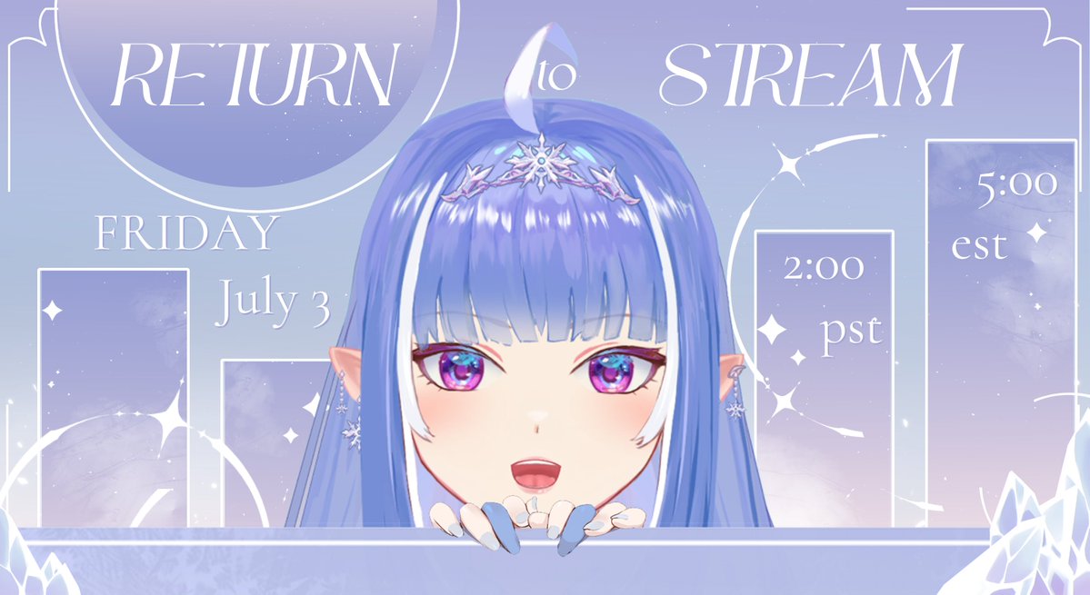 SenyaVT's tweet photo. ❄️RETURN TO STREAM❄️
🔷 Friday, July 3rd 🔷
🔹 2pm PST / 5pm EST🔹

It's been 84 BILLION years! It's time! I've rested and recovered as best as I could, so it's time to return! Got some fun announcements too! Been 4ever!! https://t.co/B0w2vhSooY
