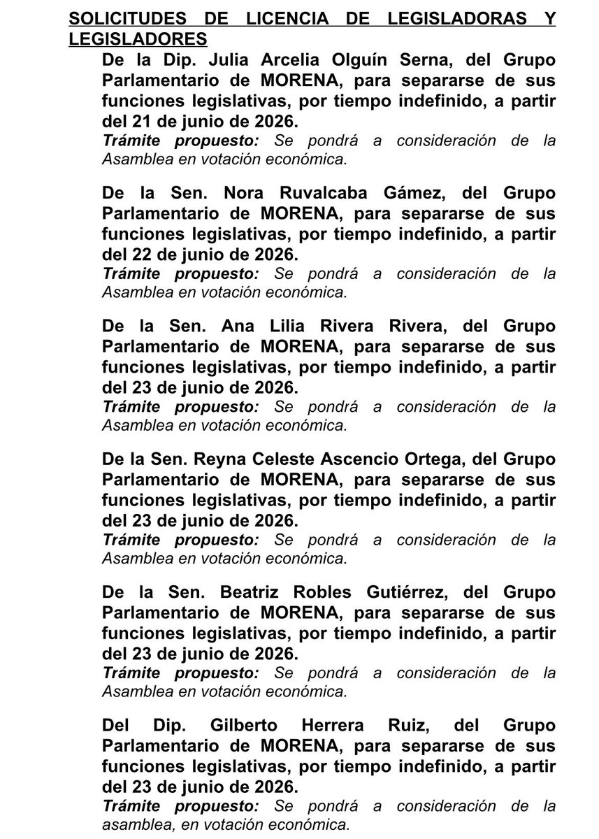letroblesrosa's tweet photo. ‼️‼️ Mañana 5 senadores y 5 diputados federales de Morena solicitan a la Comisión Permanente licencia para separase del cargo.

Nueve de ellos van por las gubernaturas de Aguascalientes, Colima, Michoacán, Querétaro y Zacatecas. https://t.co/MHpv1D0UCq