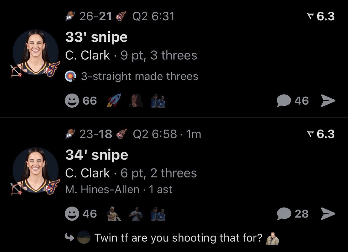 realapp's tweet photo. CAITLIN CLARK BACK-TO-BACK FROM 30+ FEET https://t.co/8yZon3WFna