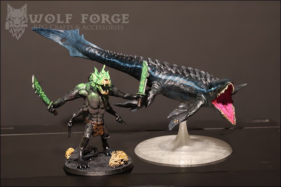 WolfForgeAU's tweet photo. Debuting at Perth Supanova 2026, are two new additions to our unique and original DnD miniatures collection! 😁You have a Hyena Demon, which comes in four poses. And of course, so set is complete without a Mosasaur #dnd #dungeonsanddragons #wolfforge #tabletoprpg #miniatures https://t.co/LkHCCyRoYk