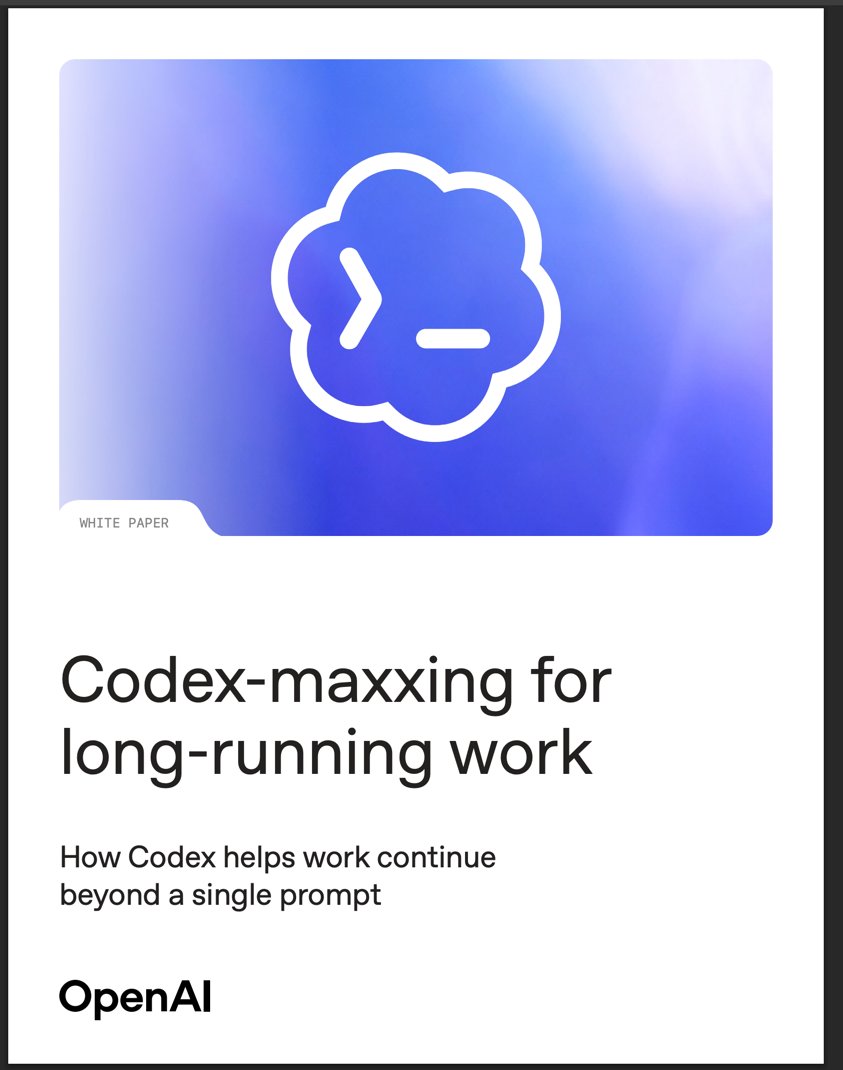 labelmake's tweet photo. 長期作業のためのCodexの最適化ドキュメントがOpenAI公式から出てる
公式情報だけあって無理くりなハックがなく基本的なところを押さえておりとてもいい。
こういう使いこなしTipsが一番好きだ
個人的に学びだったのはCodexに最初から完璧な指示を渡すのではなく、Steeringで作業中に横から方向修正・追加指示・承認・次アクションを入れていくのもいいぞって書いてあっった
https://t.co/2kbvBEp0Li