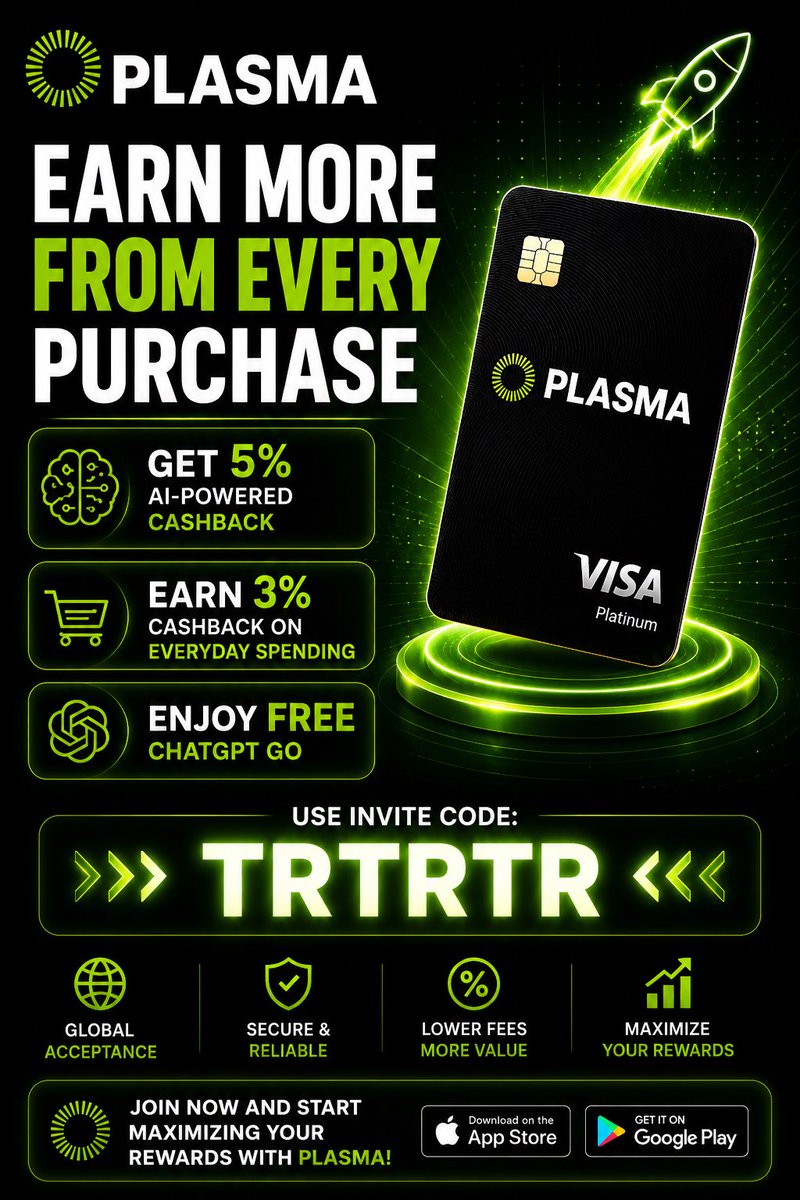 TemettuY's tweet photo. @strato_money 💳 The crypto card I’ve been using lately.

🤖 Up to 5% cashback on AI tools
💸 Up to 3% cashback on daily spending
🎁 Free ChatGPT Go
🌍 Global Visa acceptance

🎟️ Invite Code: TRTRTR

Join early and unlock Core Tier benefits.

#Plasma #PlasmaOne #CryptoCard https://t.co/YX3KzVN2MT