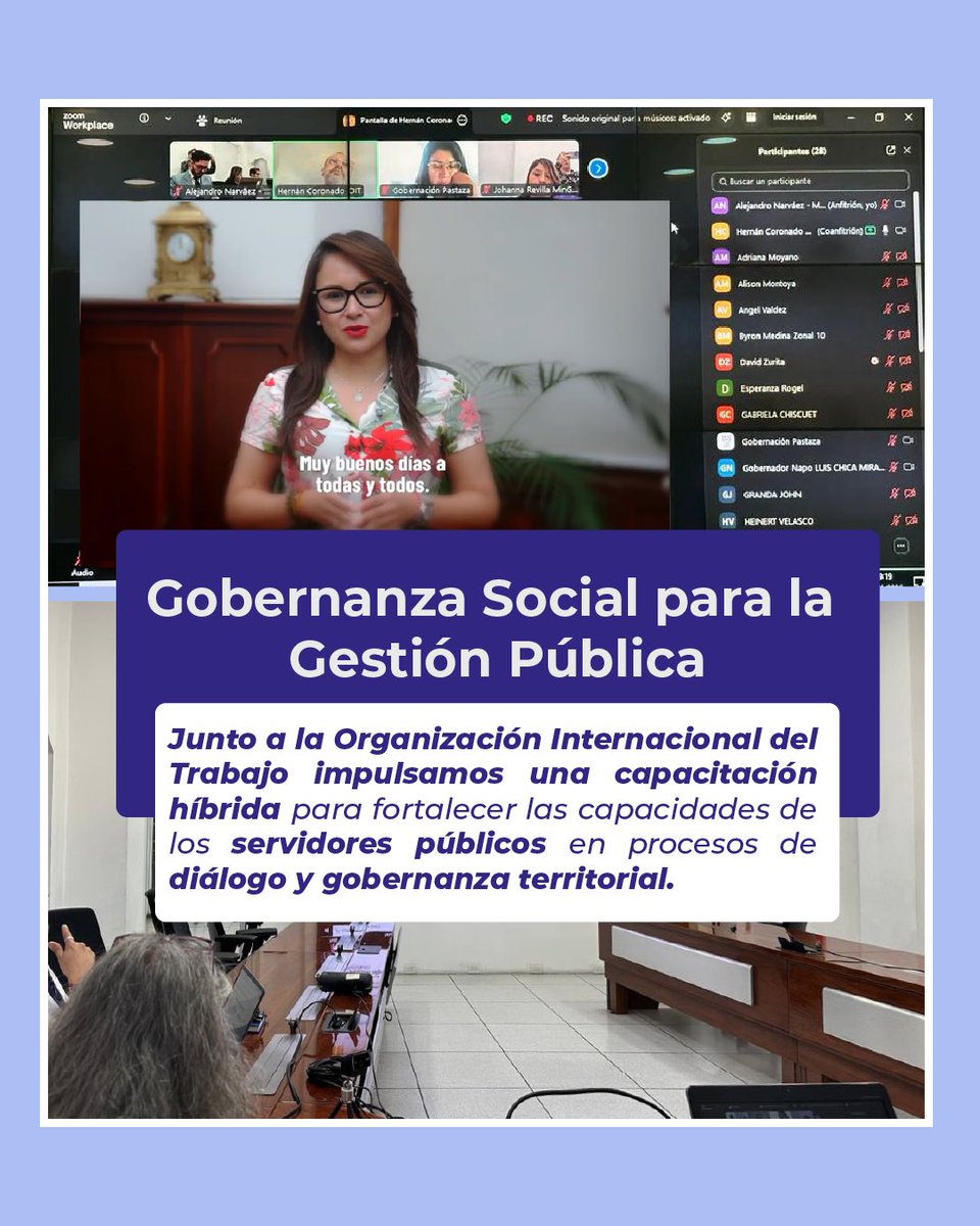 MinGobiernoEc's tweet photo. 📌En articulación con la Organización Internacional del Trabajo @OITAndina impulsamos procesos de capacitación sobre gobernanza territorial, diálogo social, gestión pública y prevención de conflictos durante las fases consultivas con pueblos indígenas. https://t.co/UeVaQMSNgH