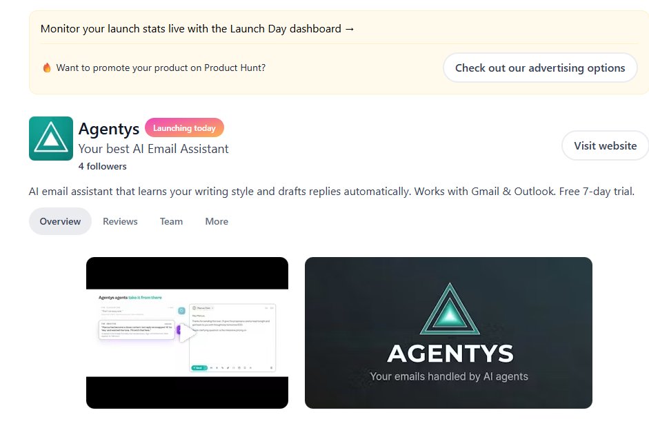 alexandresauv13's tweet photo. Agentys just got launched on Product Hunt!

Please upvote it! 🙏
https://t.co/kCi5mKT1j0 https://t.co/6NDPt6toze