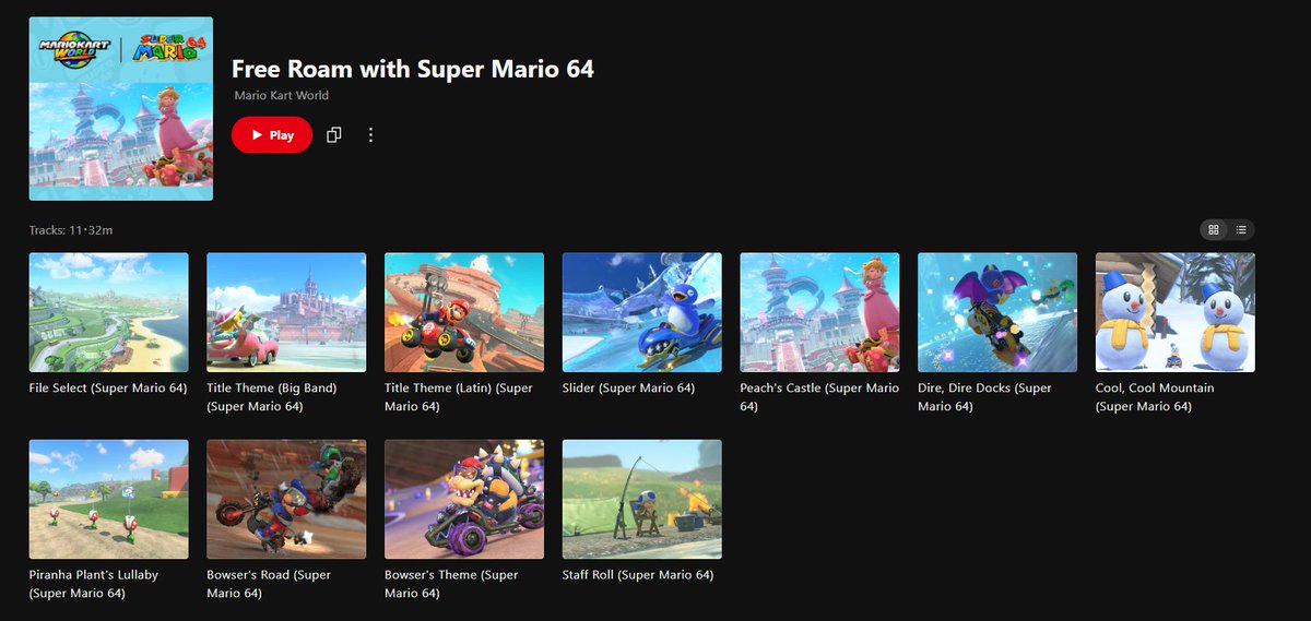 Wario64's tweet photo. Mario Kart World free roam playlists (Super Mario 64/Mario Kart 64/Yoshi's Story) added to Nintendo Music

Super Mario 64 https://t.co/m1uJqX9cm3
Mario Kart 64 https://t.co/FAjPADFvA6
Yoshi's Story https://t.co/dDinqQ2CO8 https://t.co/IZehsFnDvO