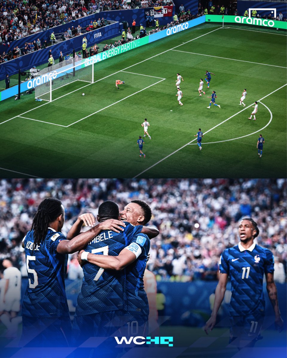 GOAL_ID's tweet photo. PRANCIS TEMBUS FASE GUGUR 🇫🇷 ➡️
⏎
Setelah babak kedua ditunda hampir dua jam akibat cuaca buruk, laga di Philadelphia berakhir dengan kemenangan telak Les Blues 3-0 atas Irak ⛈️⚽

Kylian Mbappe membungkus dwigol, dengan satu gol lagi dilesakkan Ousmane Dembele 🎯🔥 https://t.co/QyOGrTT1WX