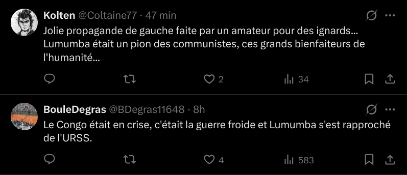 lokthare's tweet photo. @yaacobskongolo Contrairement a ce que dit tocard 1, Lumumba était non-aligné (pas opposé à l'URSS).
Et non, tocard 2, ça ne justifie pas de l'assassiné. https://t.co/P0vEqBAmry